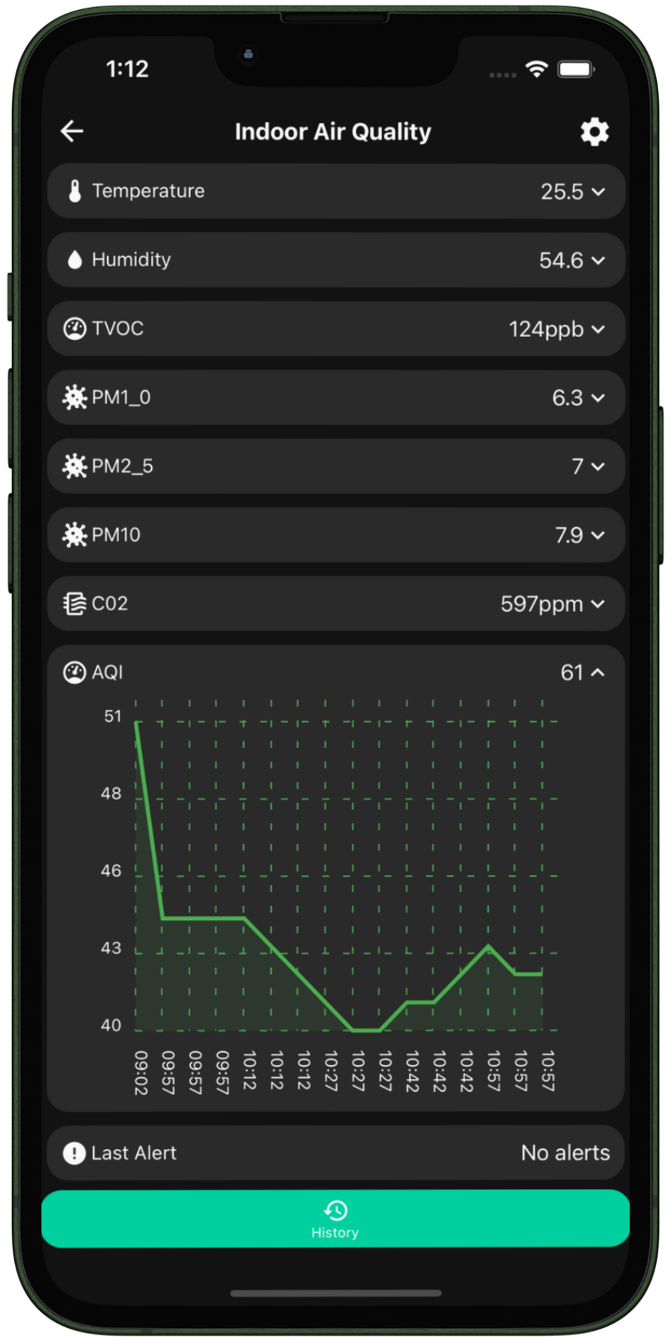 Indoor Air Quality Montioring App Screenshot